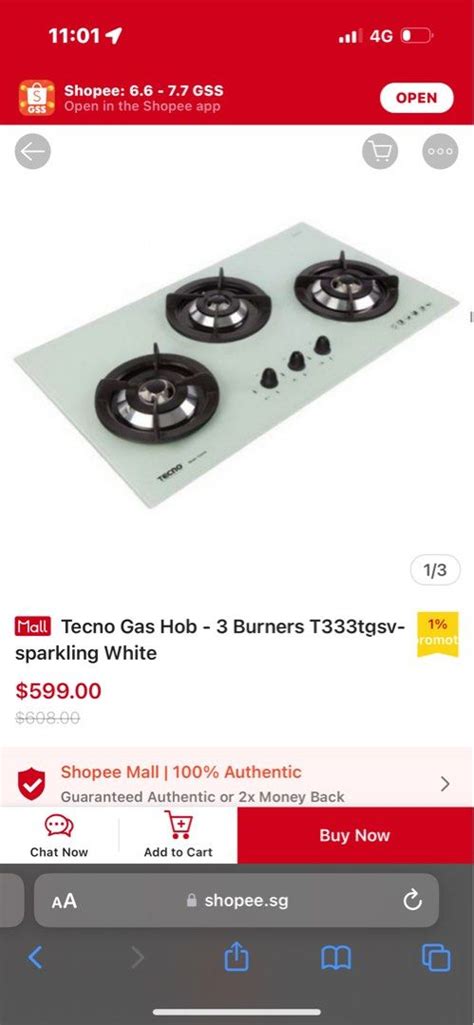 tecno t333tg 90cm 3 burner glass gas hob black